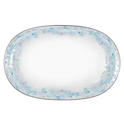 Travessa Rasa Oval 36cm Porcelana Schmidt - Dec. Sensile Blu 2424