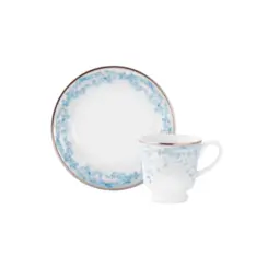 Xicara Café com Pires Porcelana Schmidt - Dec. Sensile Blu 2424