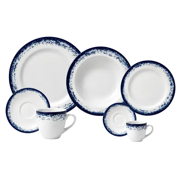 Aparelho Jantar Chá e Café 42 Peças Porcelana Schmidt - Dec. Nevoa 2420
