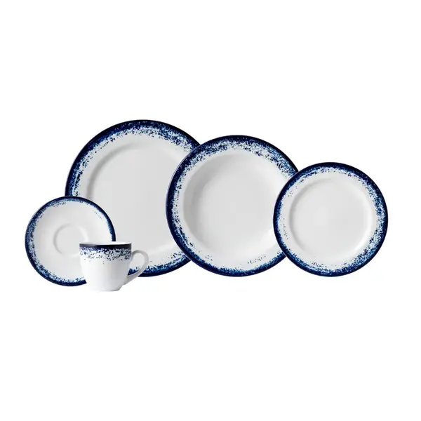 Aparelho Jantar e Chá 20 Peças Porcelana Schmidt - Dec. Nevoa 2420
