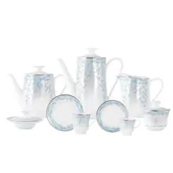 Aparelho Chá e Café 53 Peças Porcelana Schmidt - Dec. Sensile Blu 2424