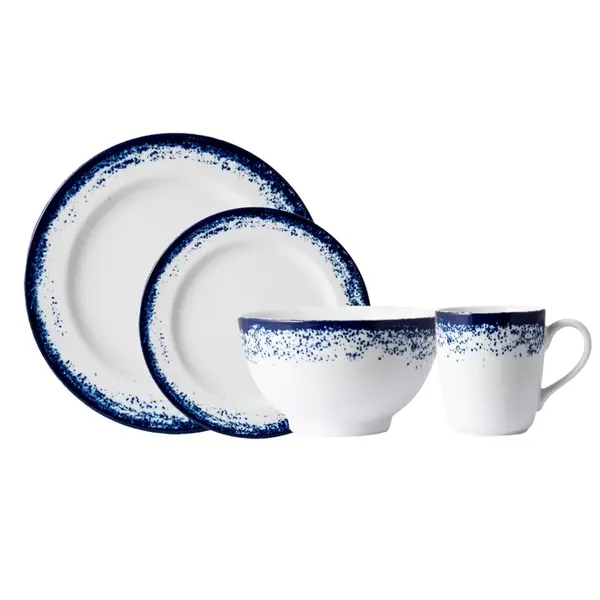 Aparelho com Bowl e Caneca 16 Peças Porcelana Schmidt - Dec. Nevoa 2420