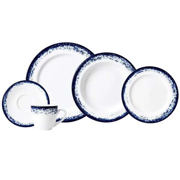 Aparelho Jantar e Chá 30 Peças Porcelana Schmidt - Dec. Nevoa 2420