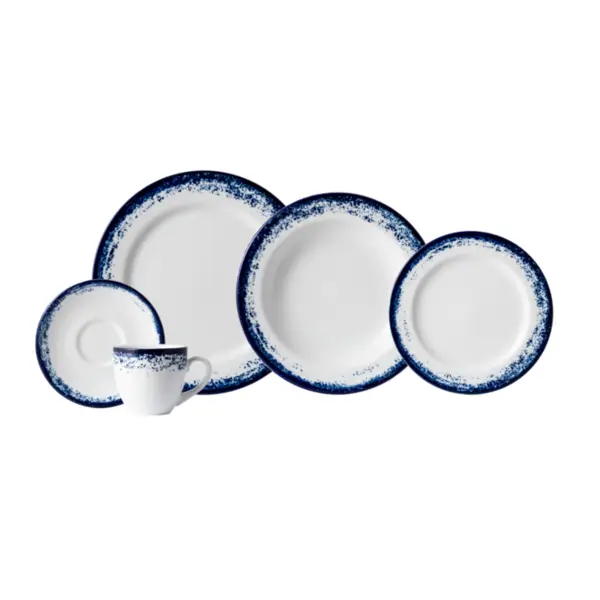 Aparelho Jantar e Chá 30 Peças Porcelana Schmidt - Dec. Nevoa 2420