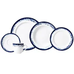 Aparelho Jantar e Chá 30 Peças Porcelana Schmidt - Dec. Nevoa 2420