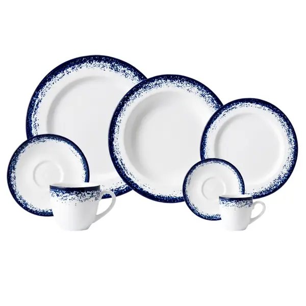 Aparelho Jantar Chá e Café 28 Peças Porcelana Schmidt - Dec. Nevoa 2420
