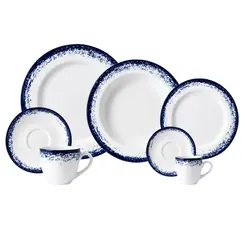 Aparelho Jantar Chá e Café 28 Peças Porcelana Schmidt - Dec. Nevoa 2420