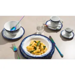 Aparelho Jantar Chá e Café 28 Peças Porcelana Schmidt - Dec. Nevoa 2420