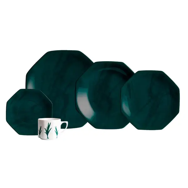Aparelho Jantar e Chá 20 Peças Porcelana Schmidt - Dec. Ártemis 2428