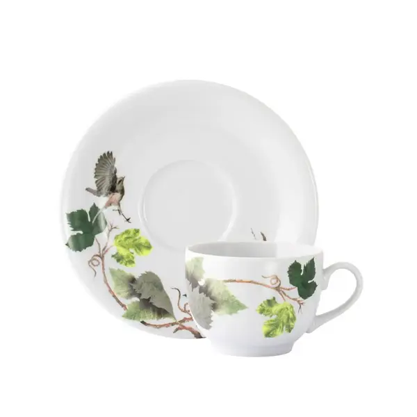 Xícara Chá com Pires Porcelana Schmidt - Dec. Uirapuru 2423