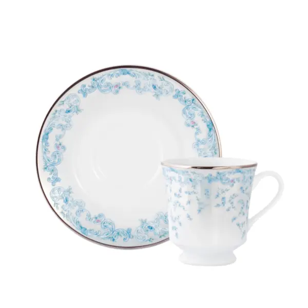 Xicara Chá com Pires Porcelana Schmidt - Dec. Sensile Blu 2424