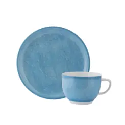 Xicara Chá com Pires Porcelana Schmidt - Dec. Jeans 2426