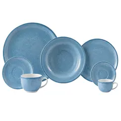Aparelho Jantar Chá e Café 42 Peças Porcelana Schmidt - Dec. Jeans 2426