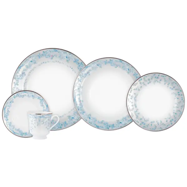 Aparelho Jantar e Chá 30 Peças Porcelana Schmidt - Dec. Sensile Blu 2424