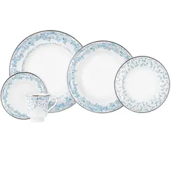 Aparelho Jantar e Chá 30 Peças Porcelana Schmidt - Dec. Sensile Blu 2424
