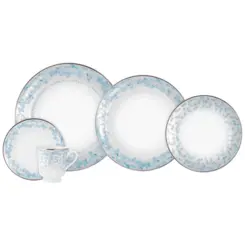 Aparelho Jantar e Chá 30 Peças Porcelana Schmidt - Dec. Sensile Blu 2424