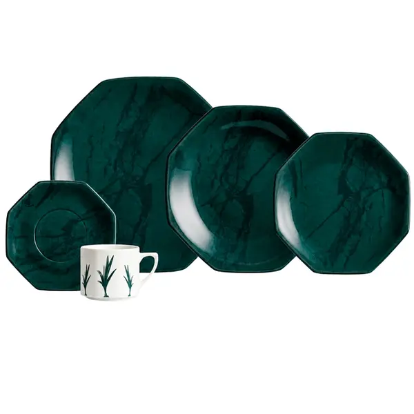 Aparelho Jantar e Chá 30 Peças Porcelana Schmidt - Dec. Ártemis 2428