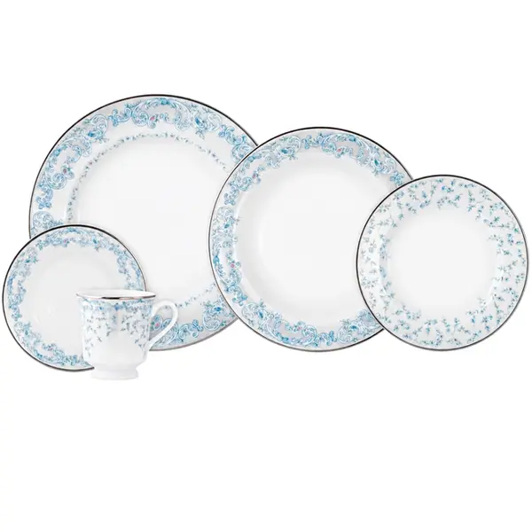 Aparelho Jantar e Chá 20 Peças Porcelana Schmidt - Dec. Sensile Blu 2424