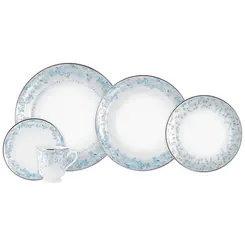 Aparelho Jantar e Chá 20 Peças Porcelana Schmidt - Dec. Sensile Blu 2424