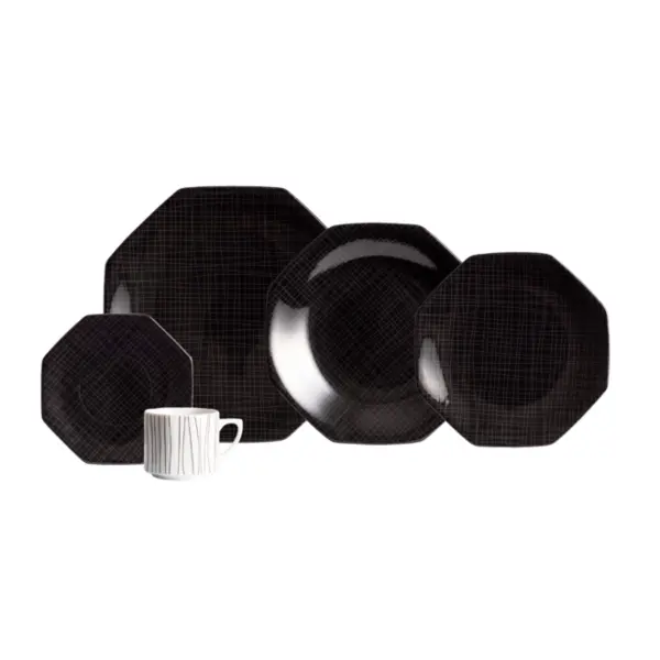 Aparelho Jantar e Chá 30 Peças Porcelana Schmidt - Dec. Apollo 2427