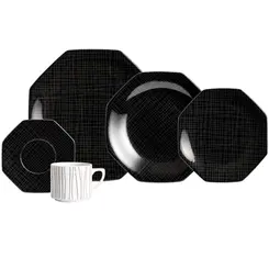 Aparelho Jantar e Chá 30 Peças Porcelana Schmidt - Dec. Apollo 2427