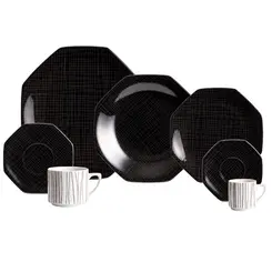 Aparelho Jantar Chá e Café 42 Peças Porcelana Schmidt - Dec. Apollo 2427