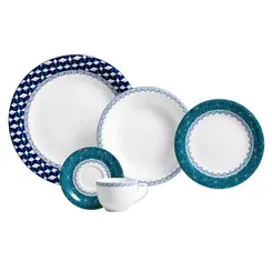 Aparelho Jantar e Café 20 Peças Porcelana Schmidt - Dec. Itacaré 2400