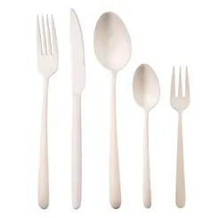 Faqueiro com 30 Peças de Aço Inox Champanhe Fosco Viena