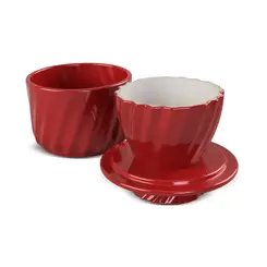 Manteigueira Francesa de Cerâmica Twist Vermelho
