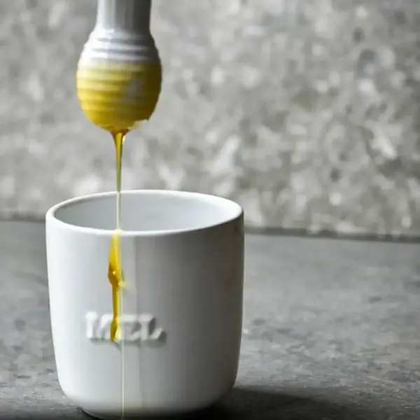 Meleira de Cerâmica Com Colher Branca