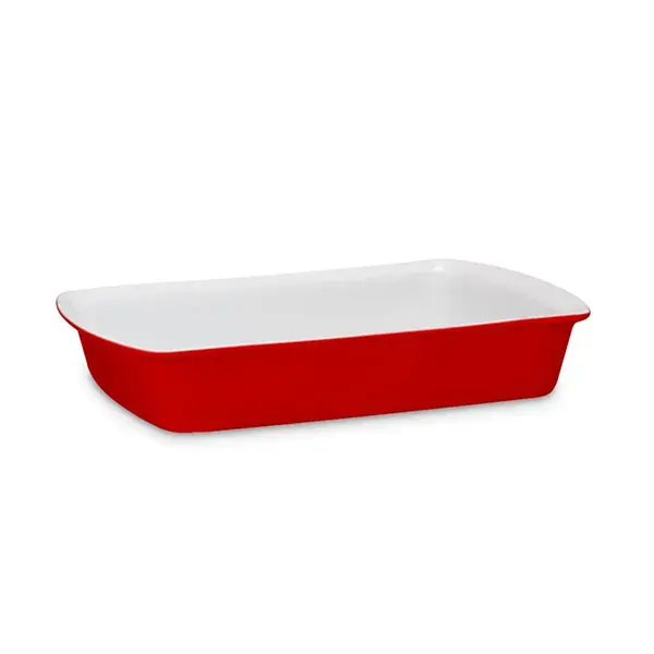 Travessa Retangular de Cerâmica Vermelho