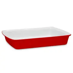Travessa Retangular de Cerâmica Vermelho