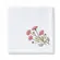 1342 GBB 248 GUARDANAPO BORDADO FLOR COSMOS ROSA TECIDO BRANCO