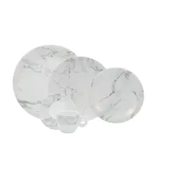 Aparelho Jantar e Café 20 Peças Porcelana Schmidt - Dec. Mármore Cinza 2343