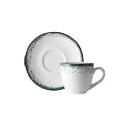 Xicara Chá Com Pires 230ml Porcelana Schmidt - Dec. Nevoa Verde 2432
