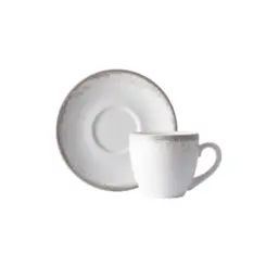 Xicara Chá Com Pires 230ml Porcelana Schmidt - Dec. Nevoa Cinza 2433