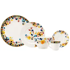 Aparelho Jantar e Chá 30 Peças Porcelana Schmidt - Dec. Étnico R002
