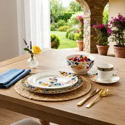 Aparelho Jantar e Chá 30 Peças Porcelana Schmidt - Dec. Étnico R002