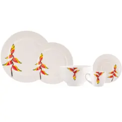 Aparelho Jantar e Chá 30 Peças Porcelana Schmidt - Dec. Tropical R001