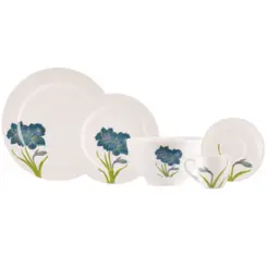 Aparelho Jantar e Chá 30 Peças Porcelana Schmidt - Dec. Amarilis R006