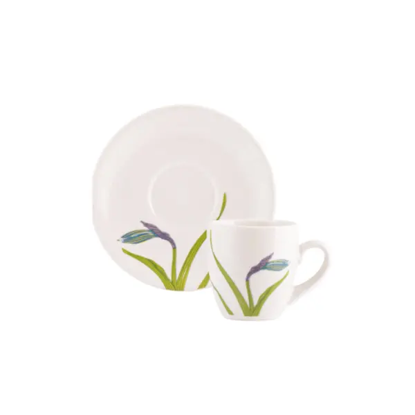 Xicara Café com Pires Porcelana Schmidt - Dec. Amarilis R006