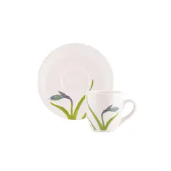 Xicara Café com Pires Porcelana Schmidt - Dec. Amarilis R006