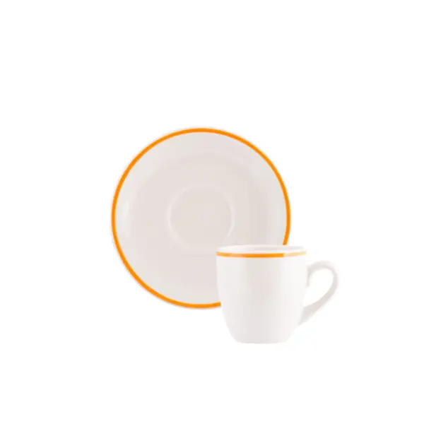Xicara Café com Pires Porcelana Schmidt - Dec. Filete Laranja R005