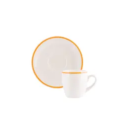 Xicara Café com Pires Porcelana Schmidt - Dec. Filete Laranja R005