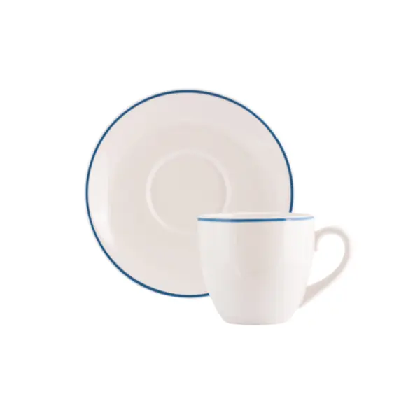 Xicara Chá com Pires Porcelana Schmidt - Dec. Filete Azul R004