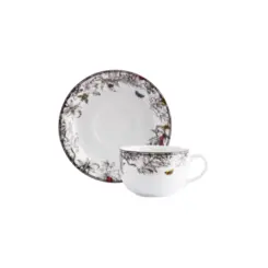 Xicara Café com Pires Porcelana Schmidt - Dec. Viveiro 2440