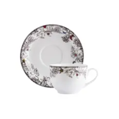Xicara Chá Com Pires 200ml Porcelana Schmidt - Dec. Viveiro 2440