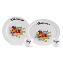 Aparelho Para Churrasco Porcelana Schmidt 9 Peças - Dec. Churrasco 2435