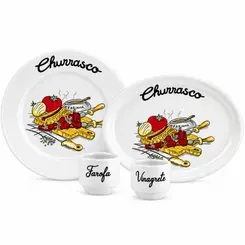 Aparelho para Churrasco Porcelana Schmidt 9 Peças - Dec. Churrasco 2435