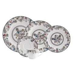 Aparelho Jantar e Chá 30 Peças Porcelana Schmidt - Dec. Viveiro 2440